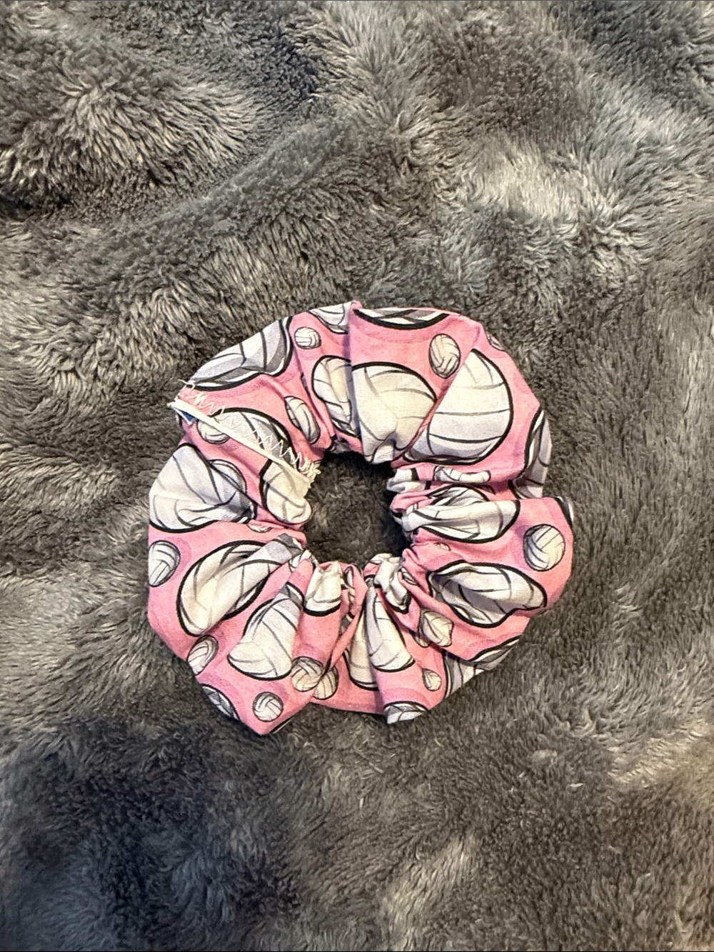 Pink volleyball scrunchie